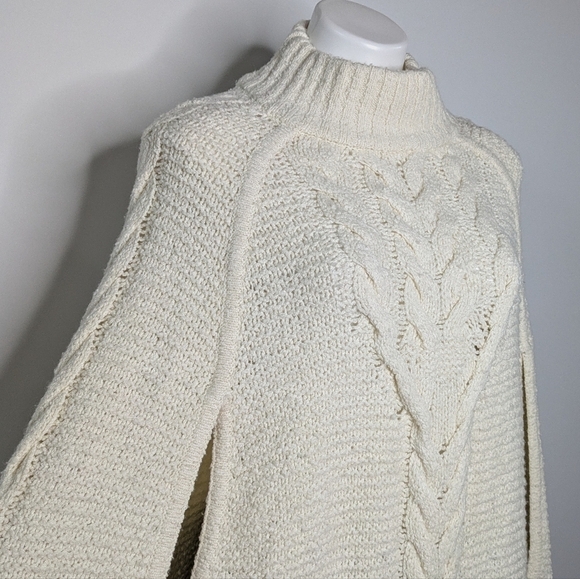 Draper James Grace & Charm off white cable knit poncho sweater XS/S - Picture 3 of 8